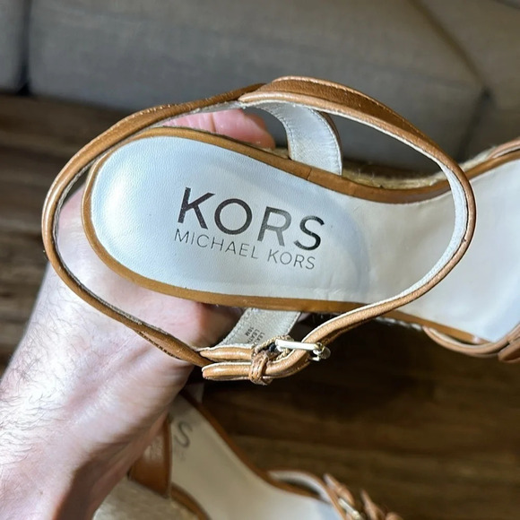 Michael Kors MK Espadrilles Wedge Sandals Shoes 10M Brown - Picture 12 of 12